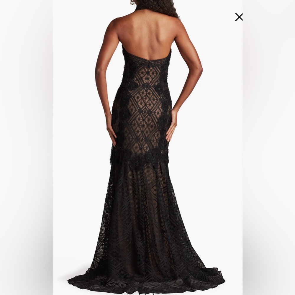 Tadashi Shoji Embroidered Sequin Lace Halter Neck Gown - Picture 3 of 7